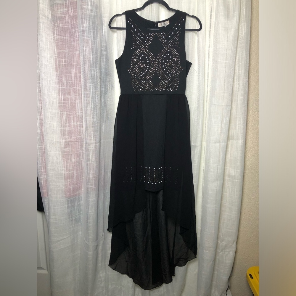 BLVD Black High Low Dress with Silver Accents